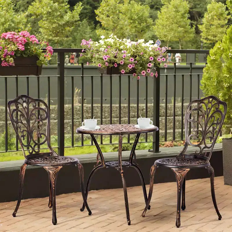 Outdoor 3-Piece Cast Aluminum Iris Bistro Set