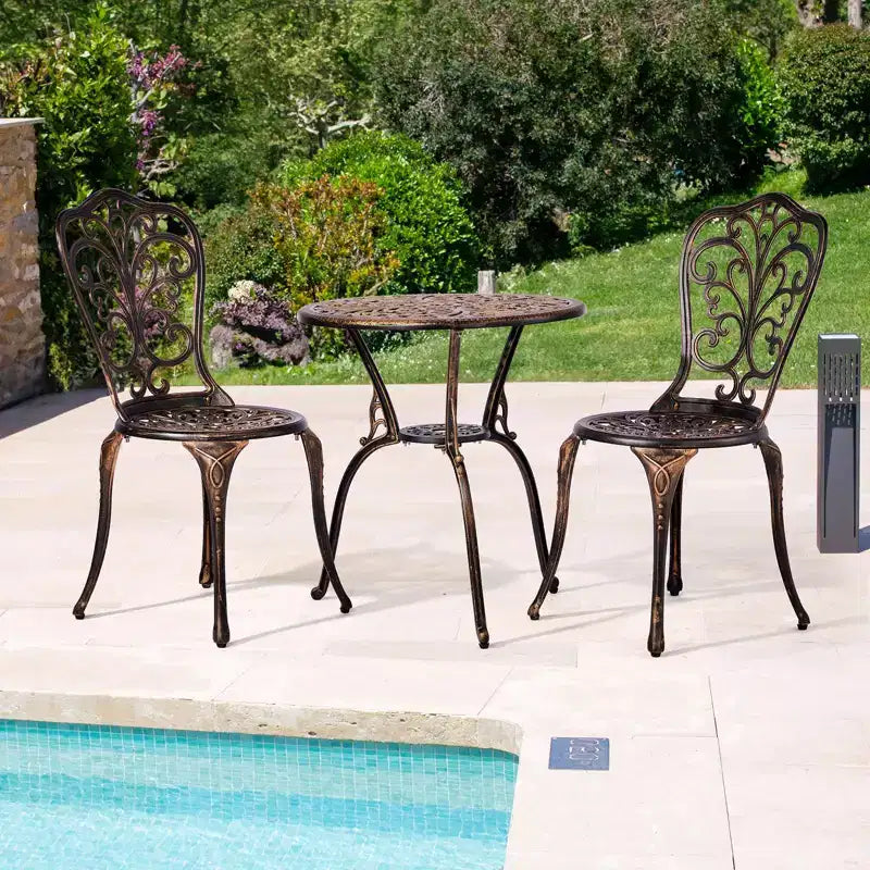 Outdoor 3-Piece Cast Aluminum Iris Bistro Set