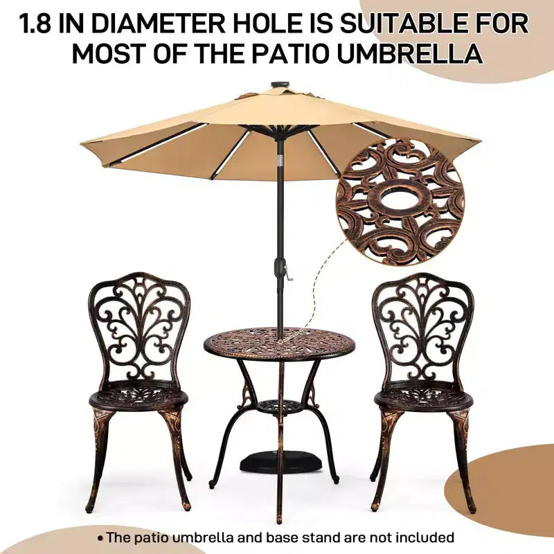Outdoor 3-Piece Cast Aluminum Iris Bistro Set