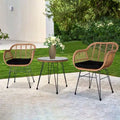 3-Piece Wicker Outdoor Bistro Set with Cushion