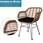 3-Piece Wicker Outdoor Bistro Set with Cushion