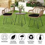 3-Piece Wicker Outdoor Bistro Set with Cushion