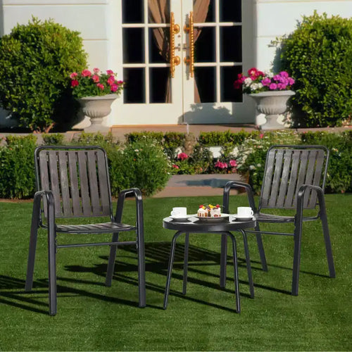 3-Piece Metal and Plastic Outdoor Bistro Set with Table