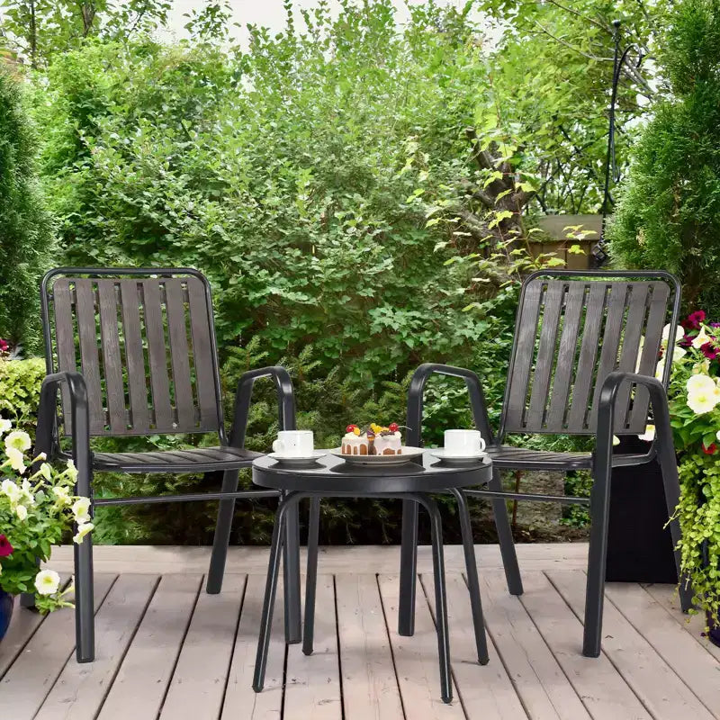 3-Piece Metal and Plastic Outdoor Bistro Set with Table