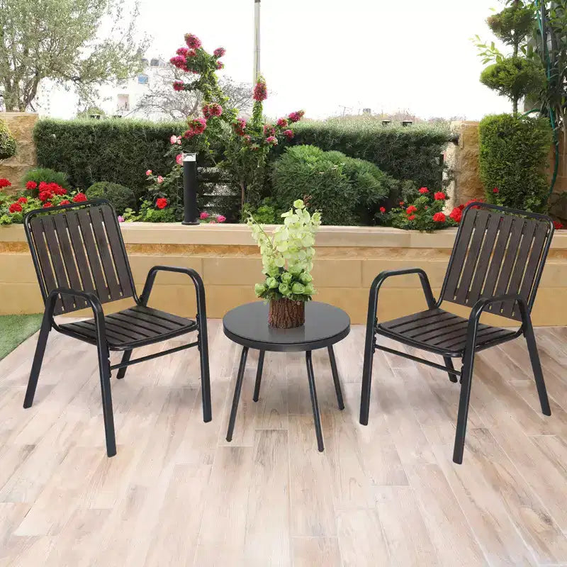 3-Piece Metal and Plastic Outdoor Bistro Set with Table