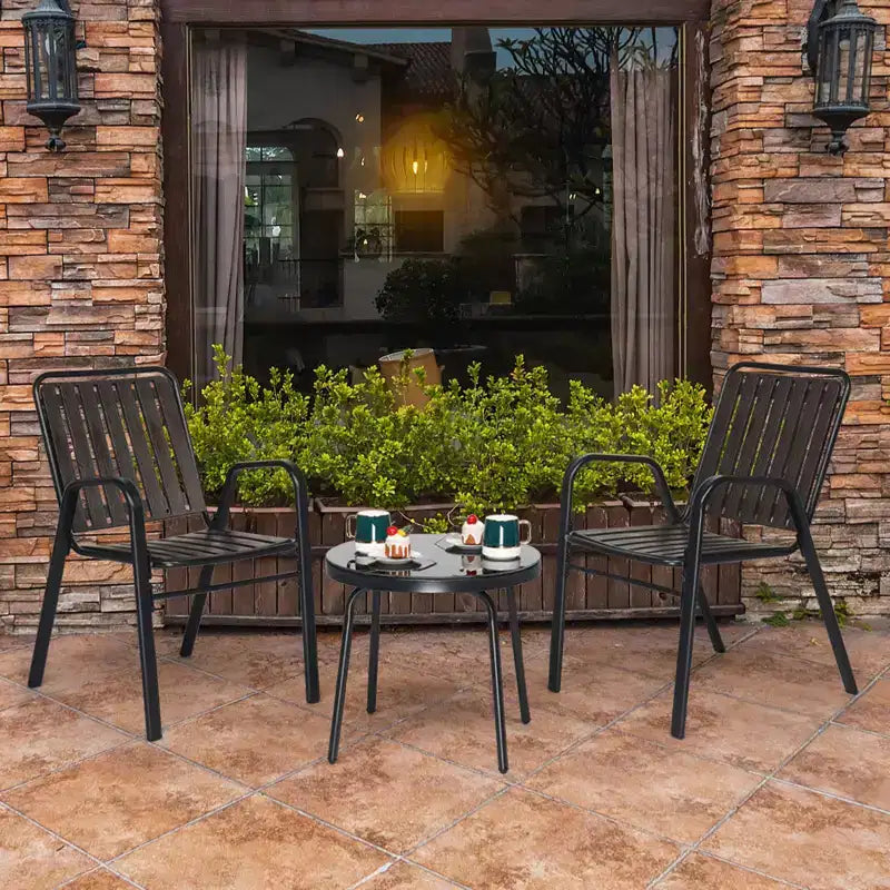 3-Piece Metal and Plastic Outdoor Bistro Set with Table