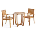 GDFStudio Wisner Outdoor Acacia Wood 3 Piece Bistro Set with Slatted Design