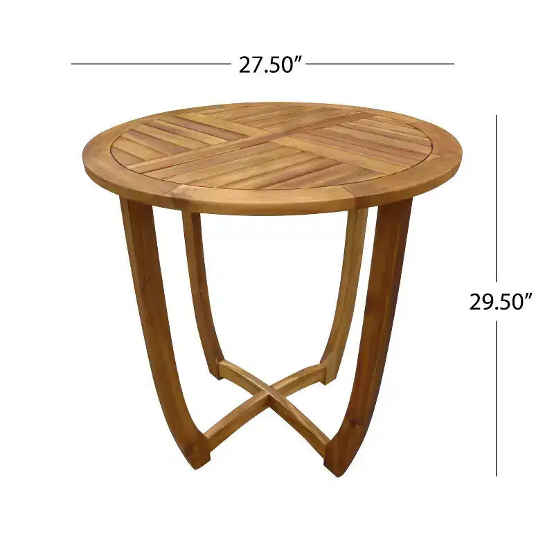 GDFStudio Wisner Outdoor Acacia Wood 3 Piece Bistro Set with Slatted Design