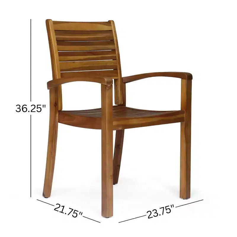 GDFStudio Wisner Outdoor Acacia Wood 3 Piece Bistro Set with Slatted Design