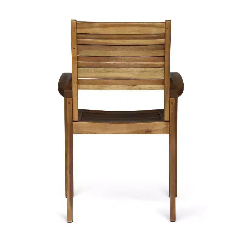 GDFStudio Wisner Outdoor Acacia Wood 3 Piece Bistro Set with Slatted Design