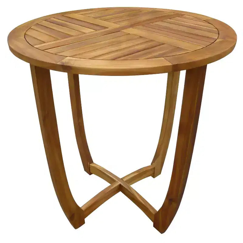 GDFStudio Wisner Outdoor Acacia Wood 3 Piece Bistro Set with Slatted Design
