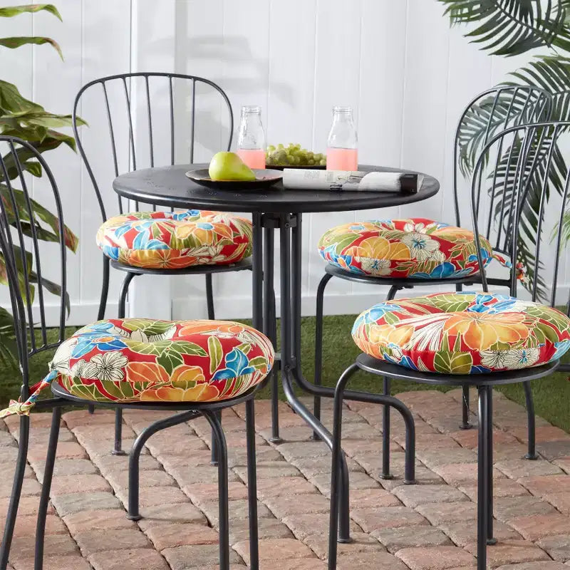 15 Round Outdoor Bistro Chair Cushion (Set of 4)