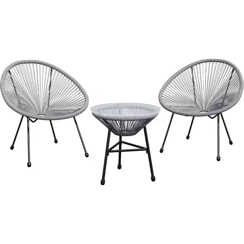 Heynemo 3 Piece Patio Bistro Set, Outdoor Acapulco Chair and Table Set, All-Weather Patio Furniture Set for Yard Balcony Poolside