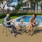 Heynemo 3 Piece Patio Bistro Set, Outdoor Acapulco Chair and Table Set, All-Weather Patio Furniture Set for Yard Balcony Poolside