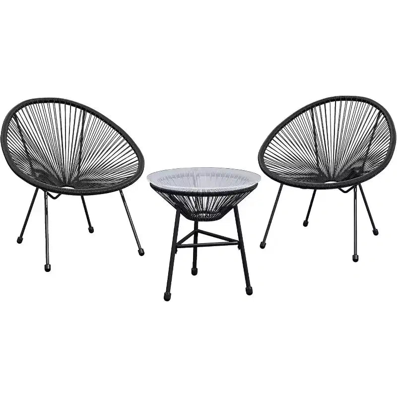 Heynemo 3 Piece Patio Bistro Set, Outdoor Acapulco Chair and Table Set, All-Weather Patio Furniture Set for Yard Balcony Poolside