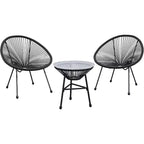 Heynemo 3 Piece Patio Bistro Set, Outdoor Acapulco Chair and Table Set, All-Weather Patio Furniture Set for Yard Balcony Poolside