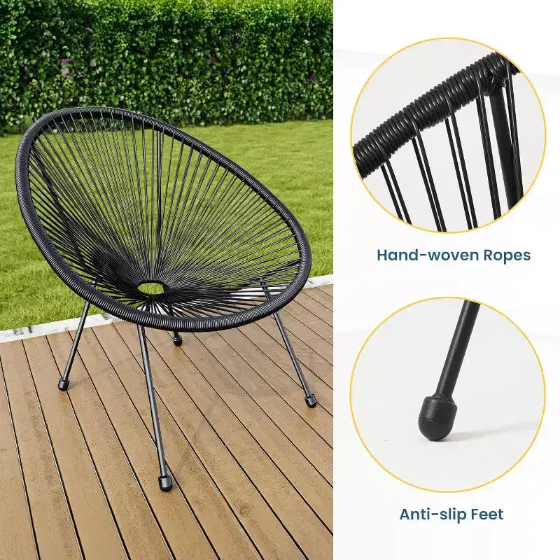 Heynemo 3 Piece Patio Bistro Set, Outdoor Acapulco Chair and Table Set, All-Weather Patio Furniture Set for Yard Balcony Poolside
