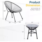 Heynemo 3 Piece Patio Bistro Set, Outdoor Acapulco Chair and Table Set, All-Weather Patio Furniture Set for Yard Balcony Poolside