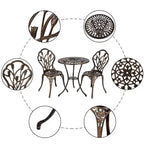 Outdoor 3-Piece Cast Aluminum Tulip Bistro Set