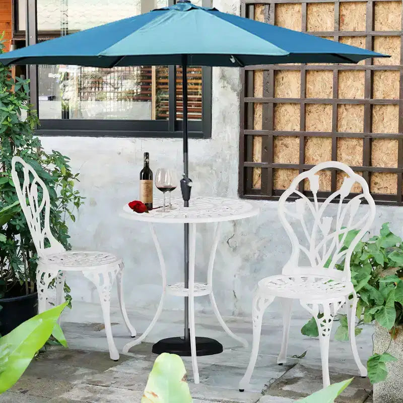 Outdoor 3-Piece Cast Aluminum Tulip Bistro Set