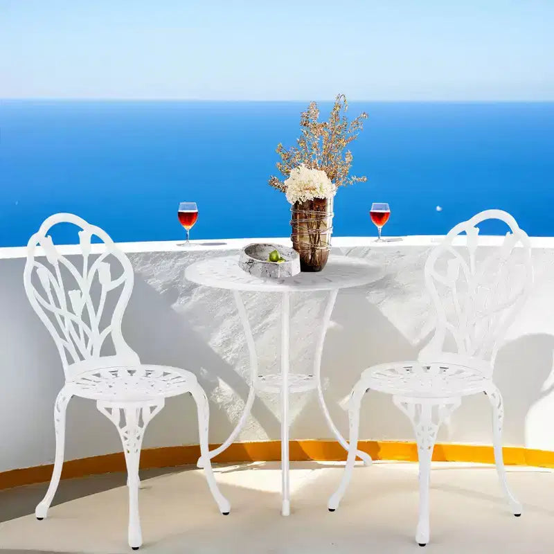 Outdoor 3-Piece Cast Aluminum Tulip Bistro Set
