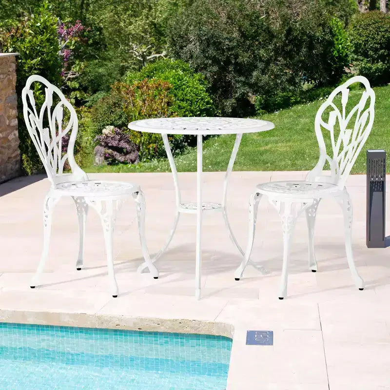 Outdoor 3-Piece Cast Aluminum Tulip Bistro Set