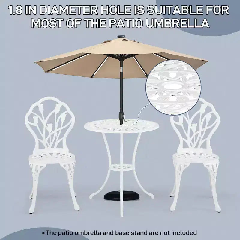 Outdoor 3-Piece Cast Aluminum Tulip Bistro Set