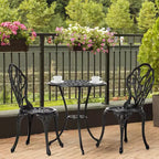 Outdoor 3-Piece Cast Aluminum Tulip Bistro Set