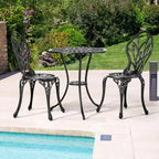 Outdoor 3-Piece Cast Aluminum Tulip Bistro Set