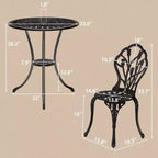 Outdoor 3-Piece Cast Aluminum Tulip Bistro Set