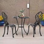 Outdoor 3-Piece Cast Aluminum Tulip Bistro Set