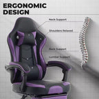 Gaming Chair, Ergonomic Computer Chair with Footrest and Massage Lumbar Support, Height Adjustable Swivel Video Game Chair