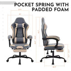Gaming Chair, Ergonomic Computer Chair with Footrest and Massage Lumbar Support, Height Adjustable Swivel Video Game Chair