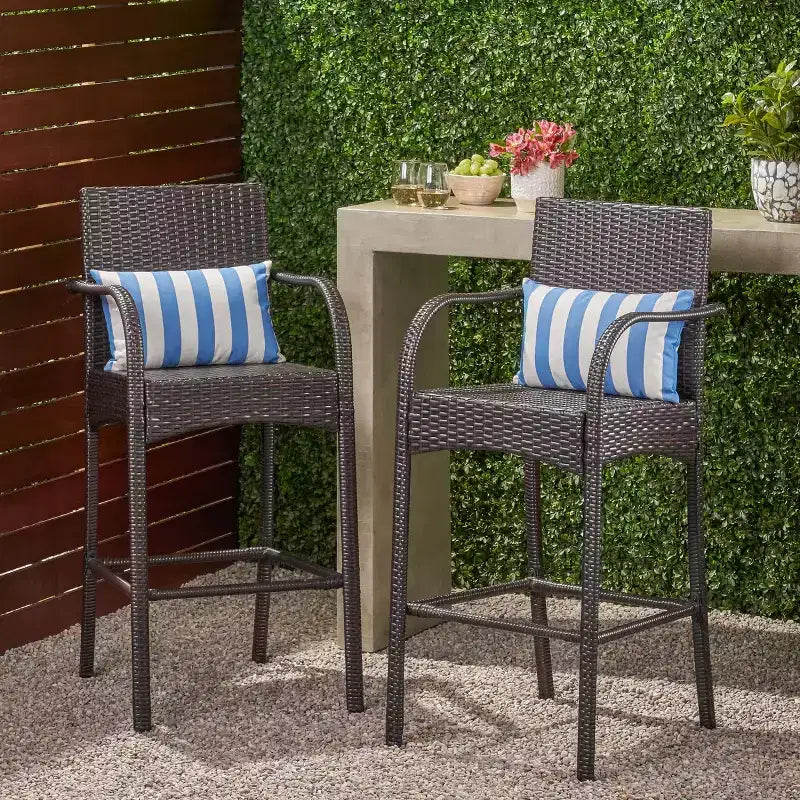 Christopher Knight Home Cascada Outdoor Wicker 30 Inch Barstools (Set of 2)
