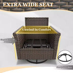 EAGLE PEAK Ocean Vista 3 Piece Outdoor Wicker Bistro Set, Variated Wicker Conversation Swivel Chair Set with Side Table