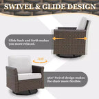 EAGLE PEAK Ocean Vista 3 Piece Outdoor Wicker Bistro Set, Variated Wicker Conversation Swivel Chair Set with Side Table