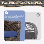 EAGLE PEAK Ocean Vista 3 Piece Outdoor Wicker Bistro Set, Variated Wicker Conversation Dining Chair Set with Side Table