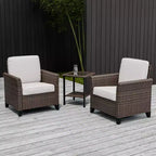 EAGLE PEAK Ocean Vista 3 Piece Outdoor Wicker Bistro Set, Variated Wicker Conversation Dining Chair Set with Side Table