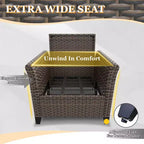 EAGLE PEAK Ocean Vista 3 Piece Outdoor Wicker Bistro Set, Variated Wicker Conversation Dining Chair Set with Side Table