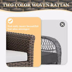 EAGLE PEAK Ocean Vista 3 Piece Outdoor Wicker Bistro Set, Variated Wicker Conversation Dining Chair Set with Side Table