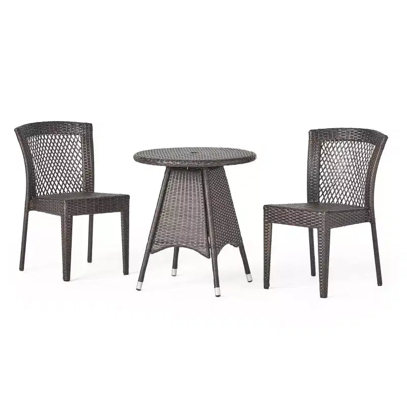 Christopher Knight Home Candice 3 Piece Patio Bistro Dining Furniture Set with Stackable Chairs