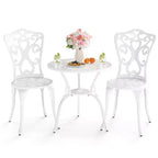 Costway 3 PCS Patio Bistro Set with Umbrella Holes Outdoor Bistro Set for Front Porch White/Green