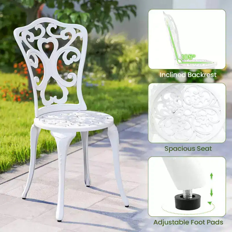Costway 3 PCS Patio Bistro Set with Umbrella Holes Outdoor Bistro Set for Front Porch White/Green