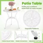 Costway 3 PCS Patio Bistro Set with Umbrella Holes Outdoor Bistro Set for Front Porch White/Green