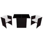 vidaXL Garden Dining Set Brown, Cream white