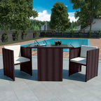 vidaXL Garden Dining Set Brown, Cream white