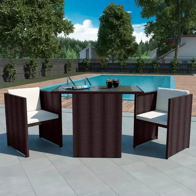 vidaXL Garden Dining Set Brown, Cream white