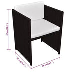 vidaXL Garden Dining Set Brown, Cream white