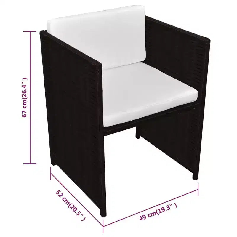 vidaXL Garden Dining Set Brown, Cream white