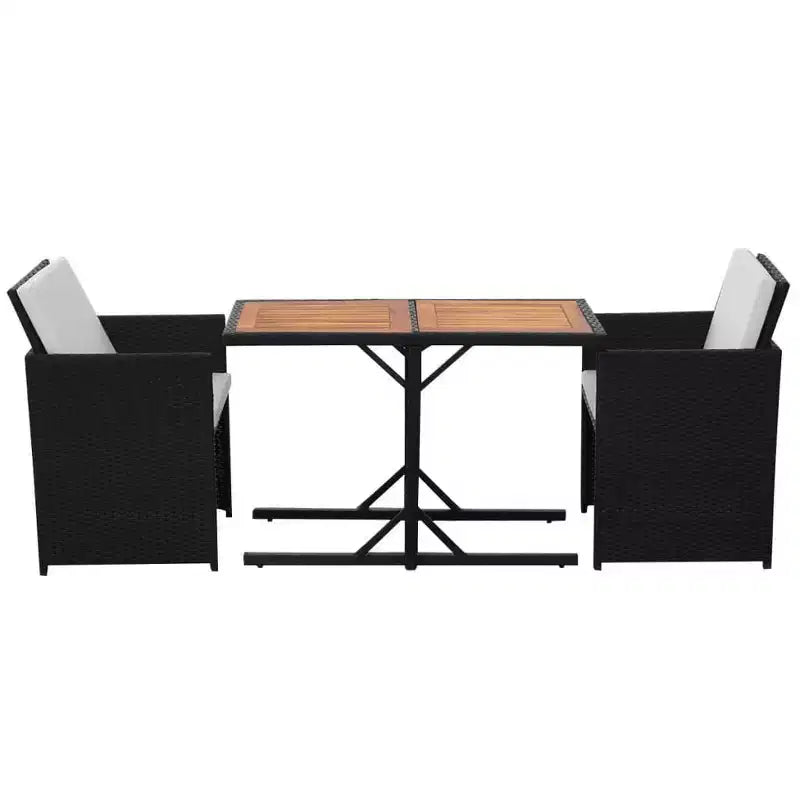 vidaXL Garden Table And Chair Black PE Rattan Medium Removable Covers